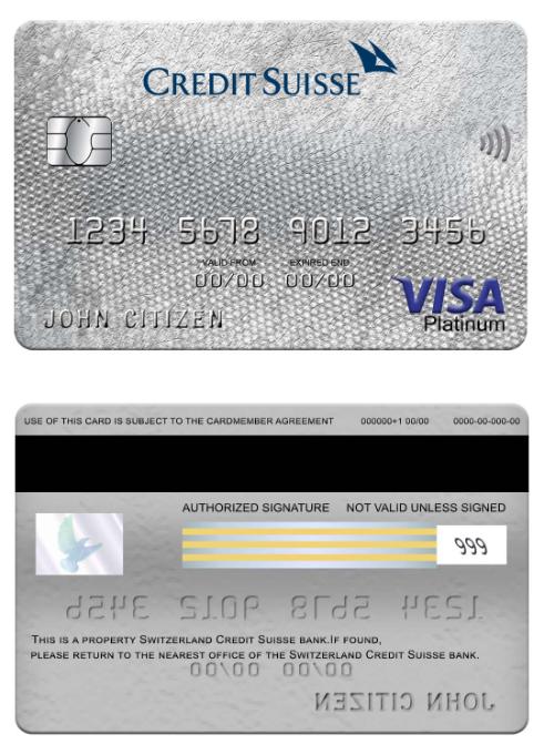 Switzerland Credit Suisse bank visa platinum card